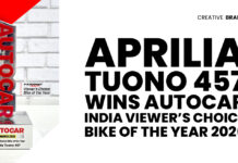 APRILIA TUONO 457 WINS AUTOCAR INDIA VIEWER’S CHOICE BIKE OF THE YEAR 2026